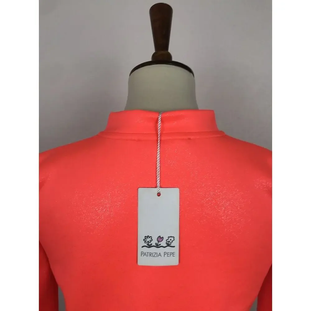 Patrizia Pepe Children Neoprene Jacket Neon Orange Metallic NWT
